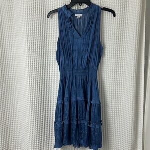 Current Air Blue Sleeveless Ruffle Pleated Mini Dress Small